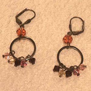 Antique Look Dangling Beaded Circle Earrings